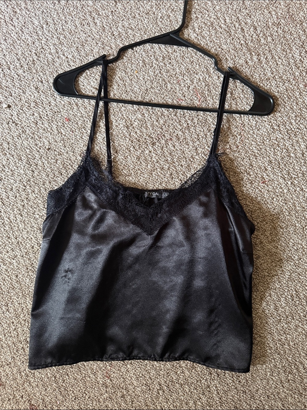 lacey satin tank top